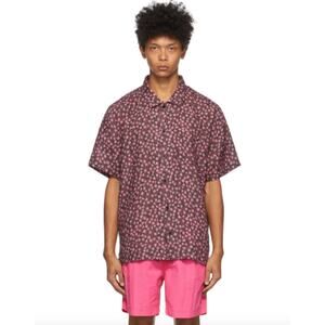 NWT Solid & Striped Pink Floral Geo Men's Cabana Shirt Linen Short Sleeve Top S